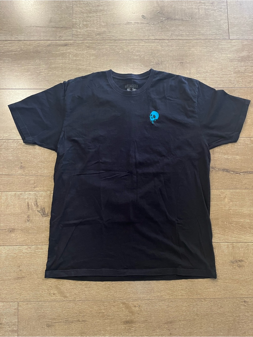 RIOT SOCIETY Black Short-Sleeve Tee with Blue Skull Accent